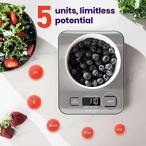 Etekcity Food Kitchen Scale, Digital Grams and Ounces for Weight Loss, Baking, Cooking, Keto and Meal Prep, LCD Display, Medium, 304 Stainless Steel