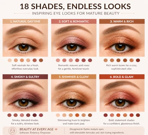 18 Color Eyeshadow Palette with Concealer Base & Shimmer