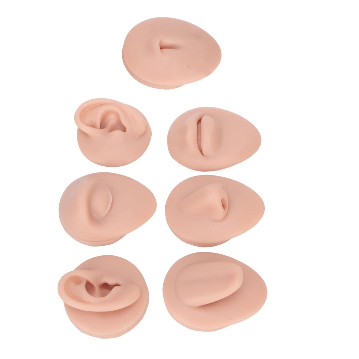 Soft Silicone Flexible Model Body Part Displays Set, Silicone Tongue Mouth Navel Ear Model for Piercing Practice and Jewelry Display Acupuncture Teaching Tool, Education (Medium