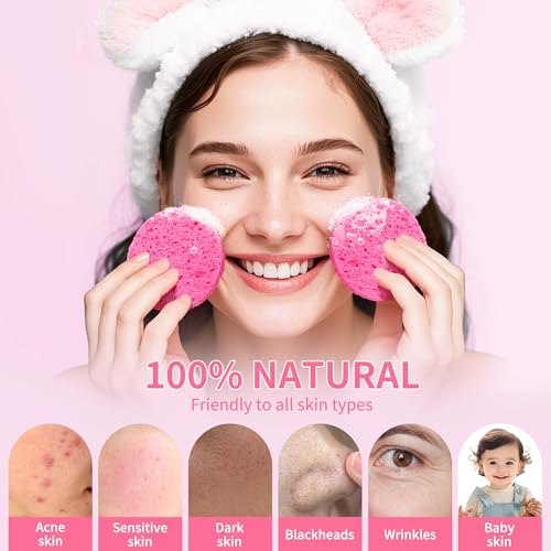100-Count Natural Cellulose Facial Sponges for Cleansing & Makeup Removal