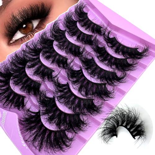 25mm Fluffy Faux Mink False Eyelashes - Dramatic Cat Eye