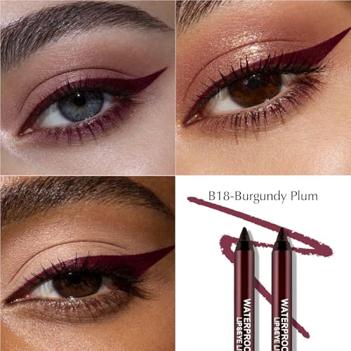 Burgundy Plum Eyeliner Pencil Waterproof Smudge-Proof 2-Pack