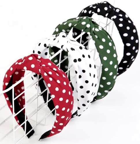 Huachi Polka Dot Headbands Set - Trendy Knotted Hair Accessories for Women