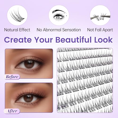 Self Adhesive Lash Clusters 132pcs 10-12mm Natural Eyelashes