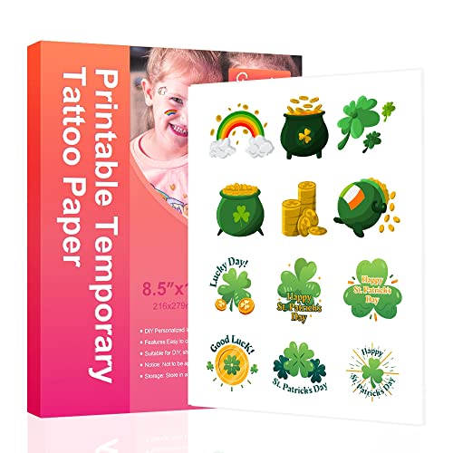 Printable Temporary Tattoo Paper for Inkjet Printer, 5 Sheets