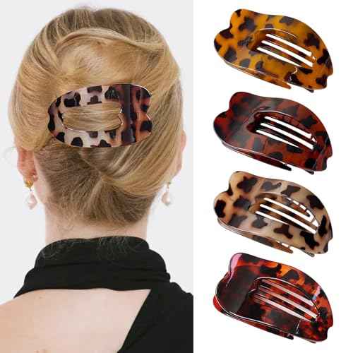 Flat Hair Clips for Women Girls, Glossy Lay Flat Claw Clips, Strong Hold Hair Clips for All Hair Types, Large Hair Claw Clips for Daily Styling