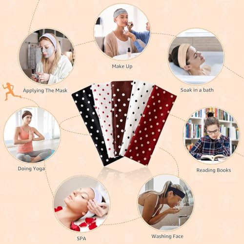 Polka Dot Elastic Headbands for Women, 4-Pack Non-Slip
