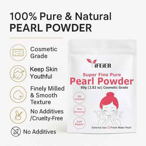Pure Freshwater Nano Pearl Powder for Skincare and Homemade Cosmetics Grade. 80g(2.82oz) SuperFine Pearl Powder for DIY lotions | creams | serums | making face mask, Natural and Oranic