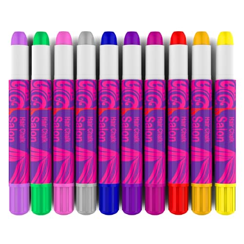 Hair Chalk Pens for Kids - 10 Temporary Washable Colors