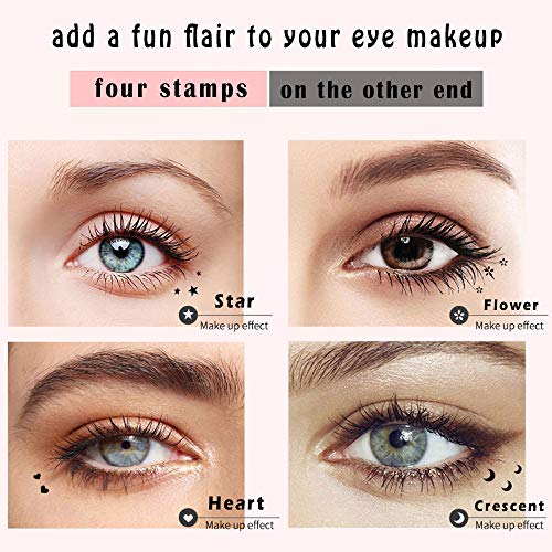 4Pc Dual-Ended Stamp Eyeliner Set | Waterproof Liquid Liner & Face Stamps