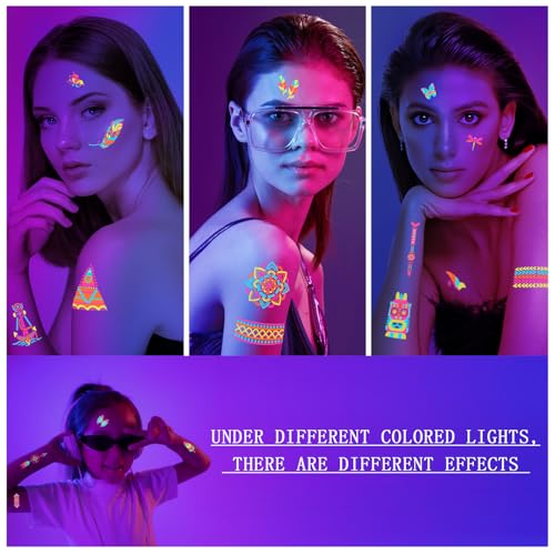 201pcs Glow in the Dark Temporary Tattoos - UV Party Pack