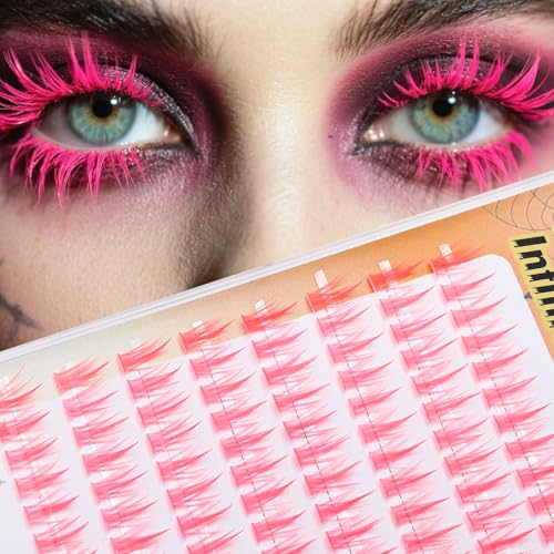 Fluorescent Pink Lash Clusters 12mm - 128 Pieces