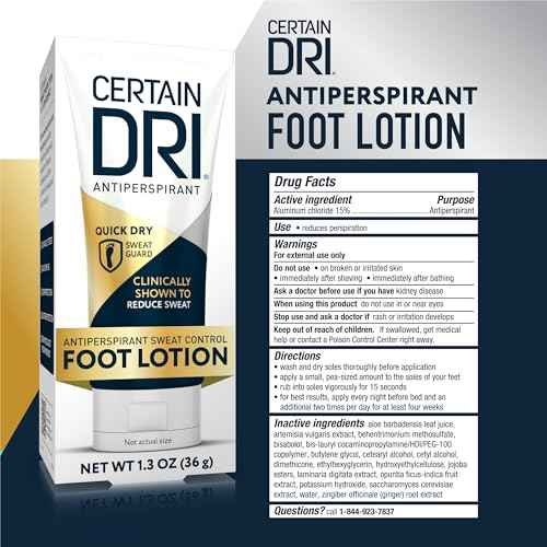 Certain Dri Antiperspirant Foot Lotion - 24-Hour Sweat & Odor Protection - Quick-Drying & Non-Sticky Formula - Dermatologist-Tested - Doctor-Recommended - 1.3 oz
