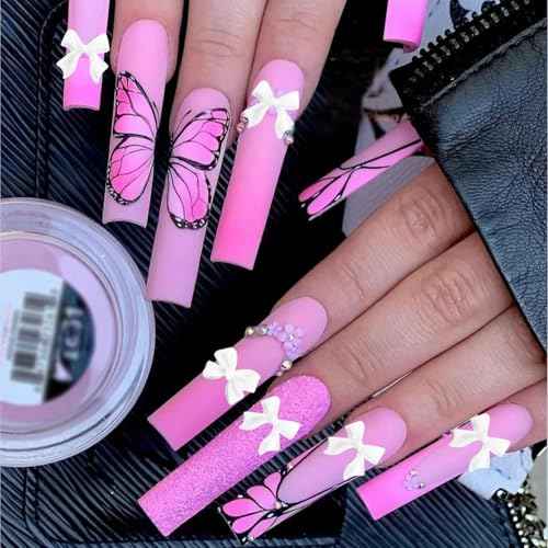 300Pcs 3D Bow Nail Charms and Flatback Pearls Set,Black White Pink Bowknot,Bow-Knot Nail Stud Rhinestones Crystal,Nail Art Charms,Nail Art Supplies,for Manicure DIY,Nail Art Design,Jewelry Decoration