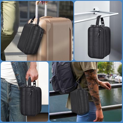 HILOMON Black Tactical Toiletry Bag for Men, Waterproof Shaving & Shower Kit