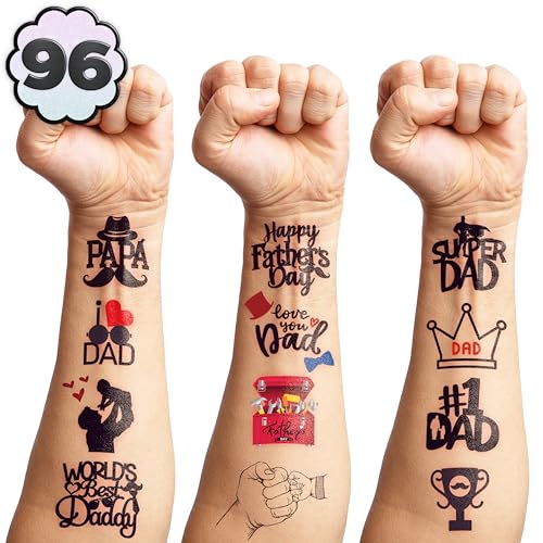 Generic Happy Father's Day Temporary Tattoos Fathers Day Best Dad Ever Party Decorations Party Supplies Favors Decor Papa Tool Gifts for Kids Adults Prizes Rewards (109 PCS), Blue