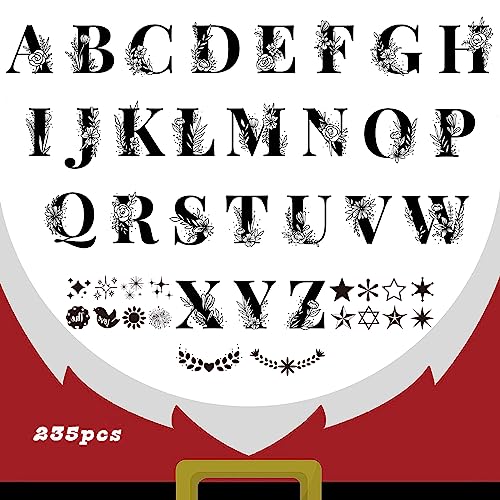 Letter Temporary Tattoo Female Girl, 12 Black Forged English Letters, Flowers English Letters waterproof Tattoo Stickers, for Adult Children's Body Arm Birthday Party Gifts