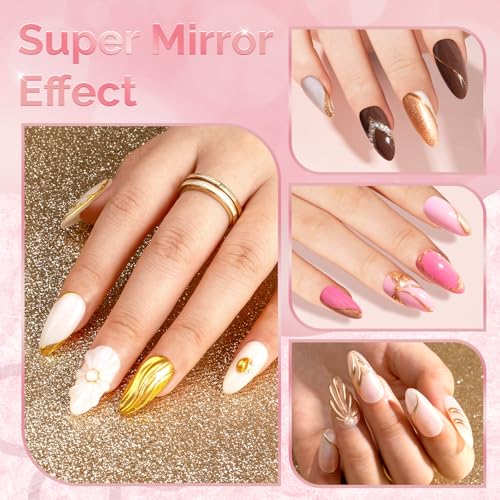 MelodySusie 16Pcs Chrome Nail Powder Kit for Gel Nails - 40 Color Variants