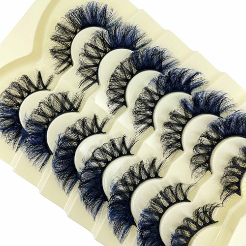 Blue Colored Lashes 20MM Fluffy Mink D Curl 7-Pack