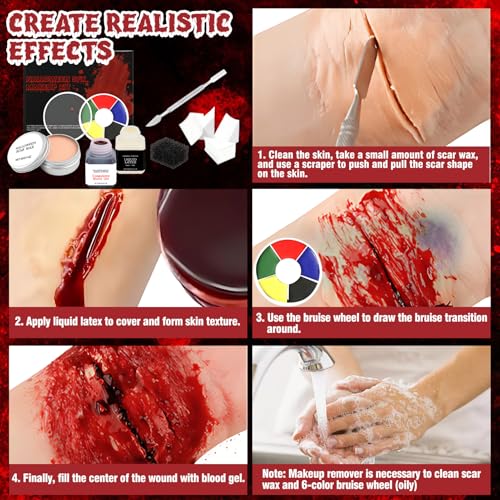 Halloween SFX Makeup Kit with Scar Wax, Liquid Latex & Stage Blood