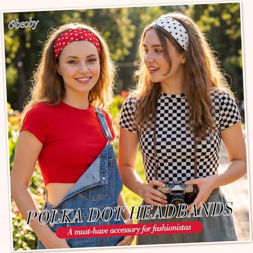 8 Pack Polka Dot Y2K Headbands for Women | Non-Slip