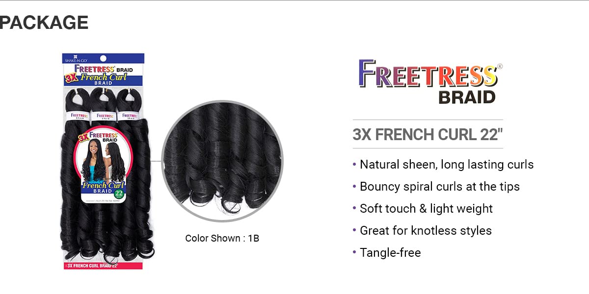 FreeTress Crochet Braids 3X French Curl 22" (pack of 1, T30)