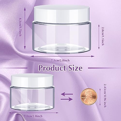 100 Pcs 2oz Plastic Jars with Lids - Clear Wide Mouth Containers