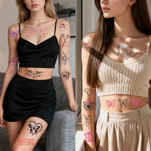 Y2K Temporary Tattoos - 10 Sheets Waterproof Fake Tats