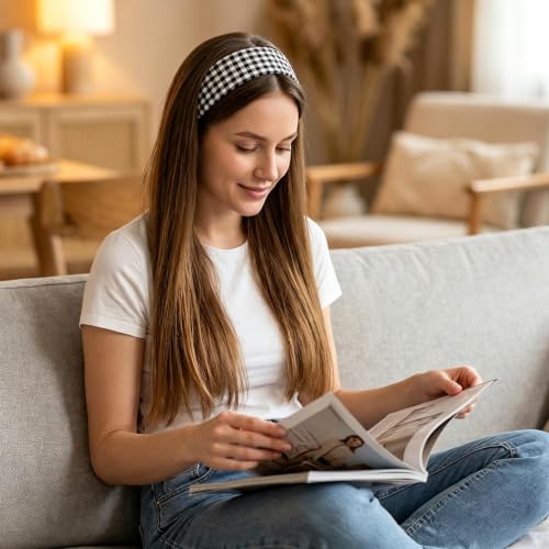 Gingham Headbands for Women - 8 Pack, Plaid Hair Bands