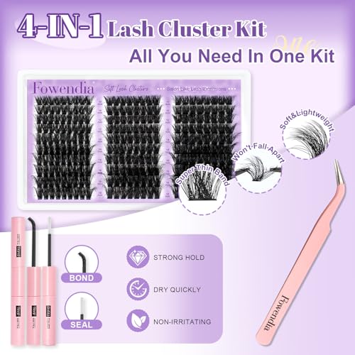 Fowendia Lash Clusters Kit 100D 150D 200D - DIY Eyelash Extensions