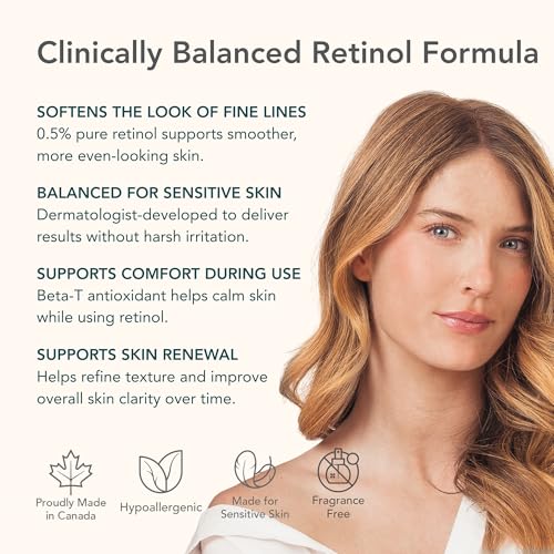 Riversol Retinol Night Cream | Gentle 0.5% Retinol for Face & Eye Area | Anti-Aging Treatment for Fine Lines & Wrinkles | Developed for Sensitive Skin
