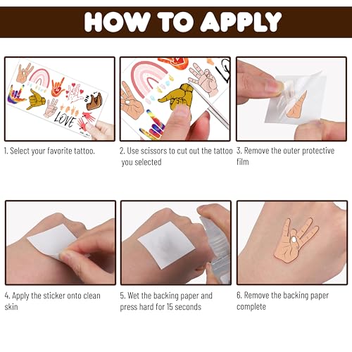 107 PCS ASL Temporary Tattoos for Kids - Party Favors