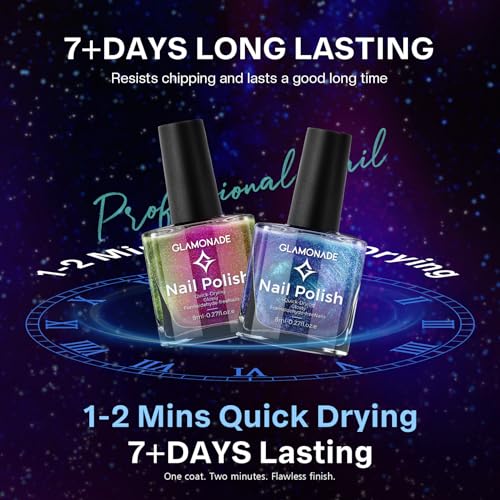 Glamonade Holographic Nail Polish Set : 6 Colors Chameleon Glitter
