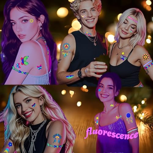 Glow in the Dark UV Temporary Tattoos - 160+ Neon Designs