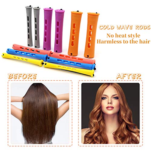 100 Pcs Hair Perm Rods Set - 5 Sizes Heatless Curlers with Comb