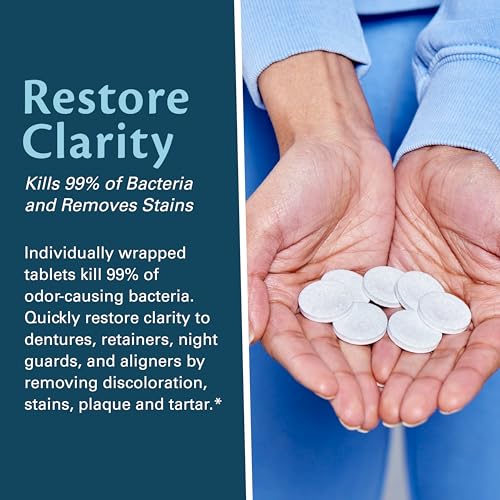 Retainer Cleanser Tablets Cleaner FSA HSA Approved Remove Odors Discoloration Stains and Plaque 2 Month Supply Denture Cleansers Retainers Mouth Guards Denture Bath Mint by M3 Naturals