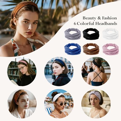 HSEM Wide Elastic Headbands for Women, 6-Pack