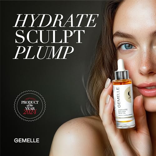 GEMELLE Lymphatic Gua Sha Face Oil + Anti-Aging Face Oil ? Morning & Night 15ml | Reduce Puffiness, Sculpt, Hydrate, Repair & Protect | Premium Natural Botanical Oil | Use with Gua Sha Facial Tools