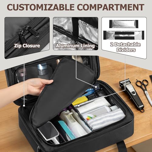 BAFASO Barber Carrying Case with Clipper Holders - 16.5" Black