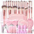 70Pc Pink Makeup Brush Set with Case