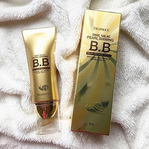 Deoproce Pearl Shining BB Cream Snail Galac SPF50+/PA+++ Face Moisturizer Skin Tone Correction Blemish Covering UVA/UVB Block reduction Korean Makeup Anti Wrinkle (#21 Natural Beige)