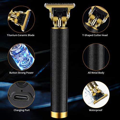 Hair Trimmer for Men, Electric Hair Clippers Cordless Beard Trimmer Shaver Electric T Blade Hair Trimmer, Zero Gapped Hair Clippers Cutting Grooming Kit with Guide Combs Ear Spoon Tool Set, Black.