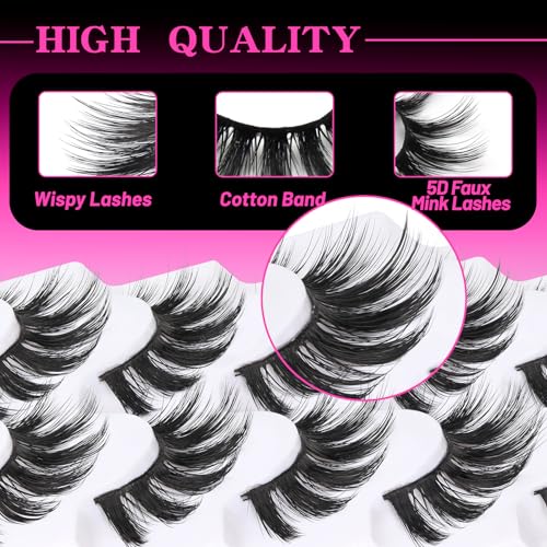 Veleasha 5D Faux Mink Lashes 5 Pairs - Fluffy False Eyelashes