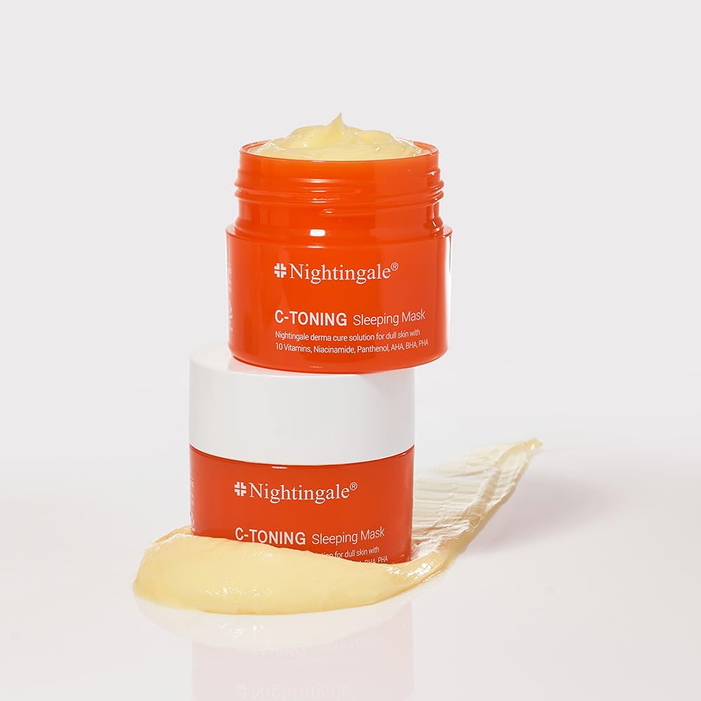 Nightingale C Toning Sleeping Mask, Vitamin C & Niacinamide & Hyaluronic Acid, Visibly Brighten, Boost Hydration, Good for Dryness, Dullness, Uneven Texture, Hypoallergenic, Fragrance & Alcohol Free