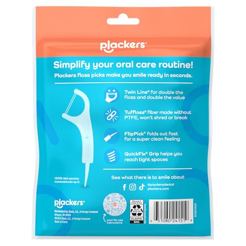 Plackers Twin Line Floss Picks, Intense Mint Dental Flossers, 300 Count