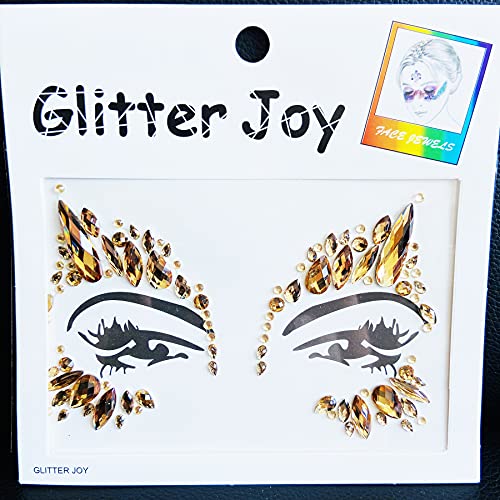 Face Gems Jewels, Festival Face Jewels Tattoo Stickers,Face Gems Stick on, Body Gem Stones Temporary Face Tattoos for Festival,4-Pack,Light-Coffee
