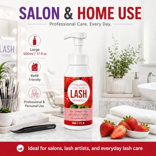 TWILASH Lash Shampoo 500ml Foaming Cleanser for Extensions