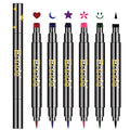 Erinde 6 Colors Liquid Winged Eyeliner Stamp Pen Set, Double-Ended Black Red Green Purple Blue Eye Liner Pencil, Long-lasting Waterproof Stamp Eyeliner Set for Eye Face Makeup