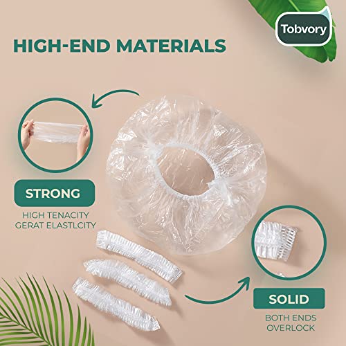 Tobvory Disposable Shower Caps 100 Pack - Waterproof Hair Protection