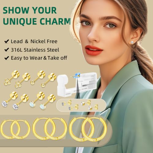 26 Piece Ear Piercing Kit with Disposable Guns & Earrings